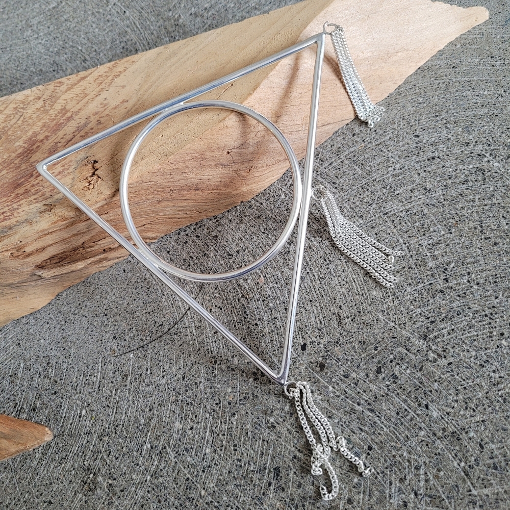 Sterling Silver on brass triangle bracelet fringe…